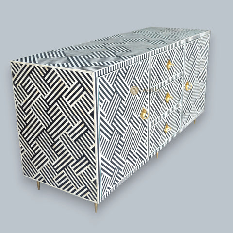 Buffet avec incrustations d'os optiques noires