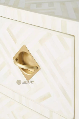 Bone Inlay Optical Chest 6 Drawers White