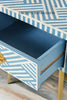 Bone Inlay Optical Design 1 Drawer Bedside Table Sky Blue | Bone Inlay Optical Design 1 Drawers Nightstand Table Sky Blue