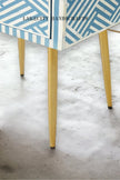 Bone Inlay Optical Design 1 Drawer Bedside Table Sky Blue | Bone Inlay Optical Design 1 Drawers Nightstand Table Sky Blue