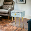 Bone Inlay Optical Design 1 Drawer Bedside Table Sky Blue | Bone Inlay Optical Design 1 Drawers Nightstand Table Sky Blue