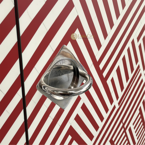Bone Inlay Optical Design 2 Doors Bar Cabinet Red