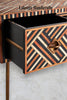 Bone Inlay Optical Design 2 Drawers Desk Brown | Bone Inlay Optical Design 2 Drawers Console Table Brown