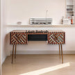 Bone Inlay Optical Design 2 Drawers Desk Brown | Bone Inlay Optical Design 2 Drawers Console Table Brown