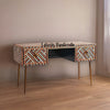 Bone Inlay Optical Design 2 Drawers Desk Brown | Bone Inlay Optical Design 2 Drawers Console Table Brown