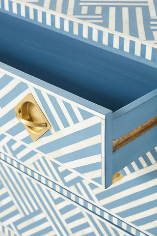 Optical Bone Inlay 3 Drawer Chest Blue