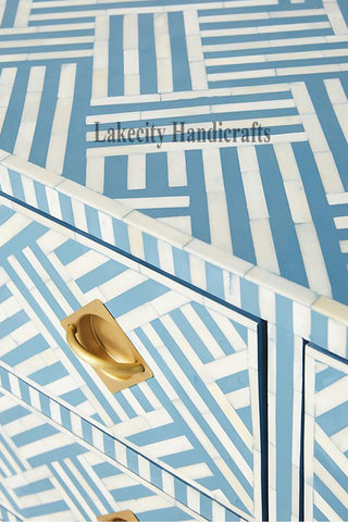 Bone Inlay Optical Design 9 Drawers Chest | Bone Inlay Optical Design 9 Drawers Dresser Table