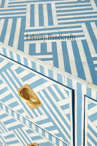 Bone Inlay Optical Design 9 Drawers Chest | Bone Inlay Optical Design 9 Drawers Dresser Table