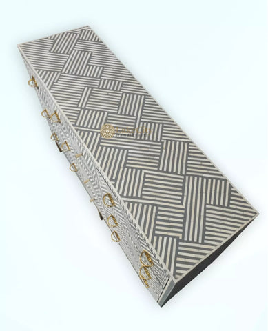 Optical Bone Inlay 9 Drawer Chest Grey