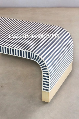 Bone Inlay Stripe Design Waterfall Coffee Table | Bone Inlay Stripe Design Waterfall Center Table