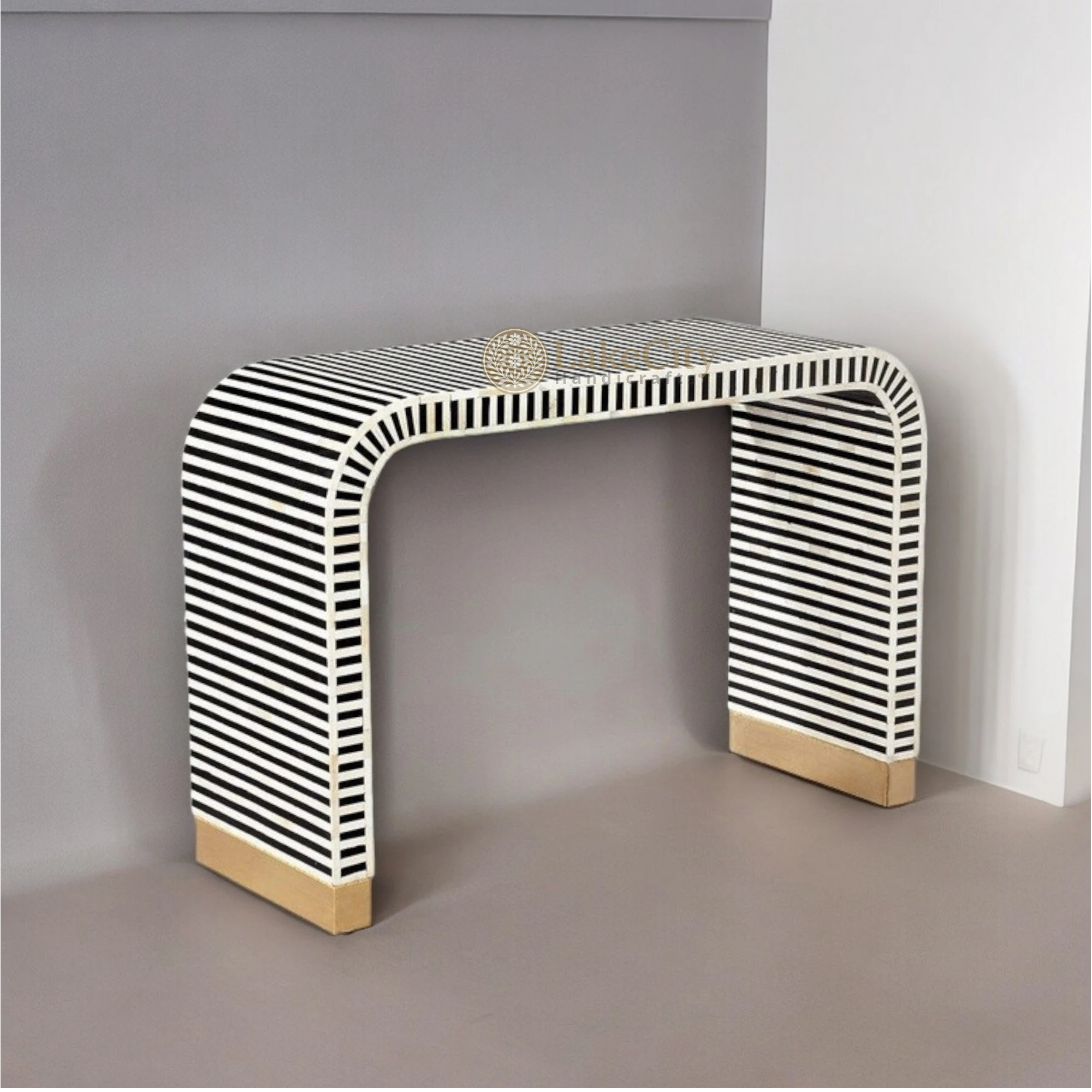 Bone Display Table Bone Inlay Stripe Waterfall Console Table and Desk – Lakecity Handicrafts