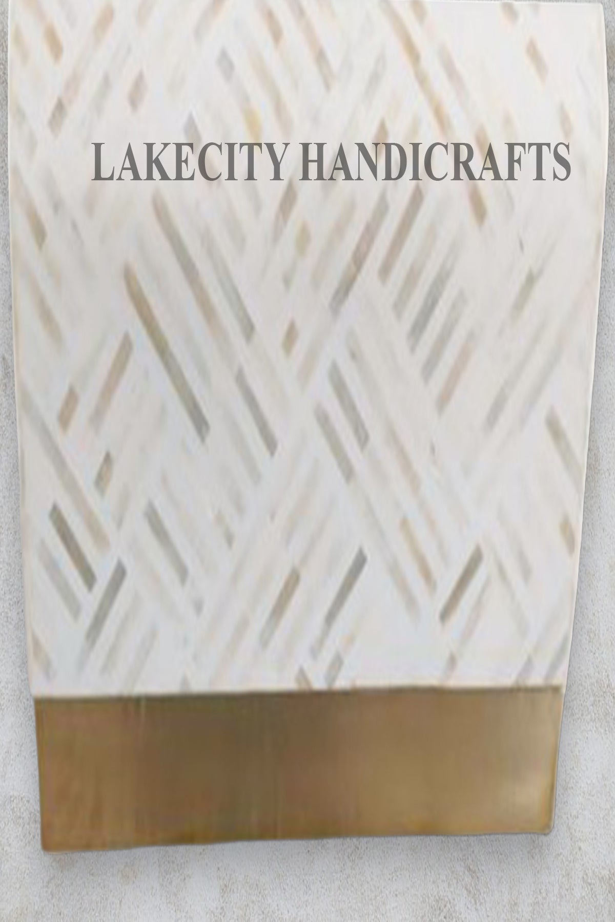Bone Inlay Cubic Waterfall Coffee Table White Brass Base