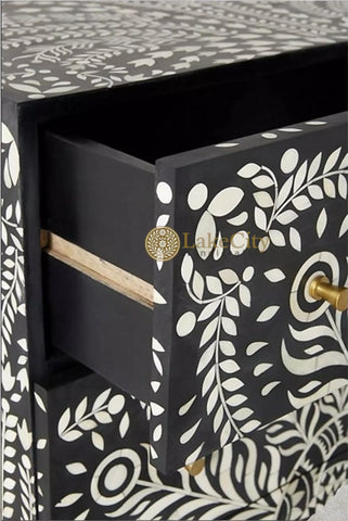 Bone Inlay Lucienne Three Drawer Dresser Black
