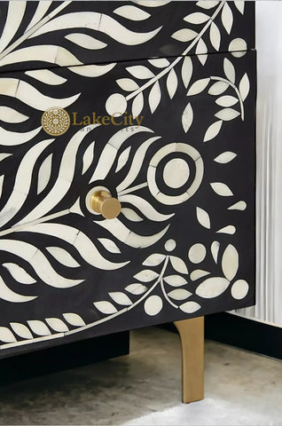 Bone Inlay Lucienne Three Drawer Dresser Black