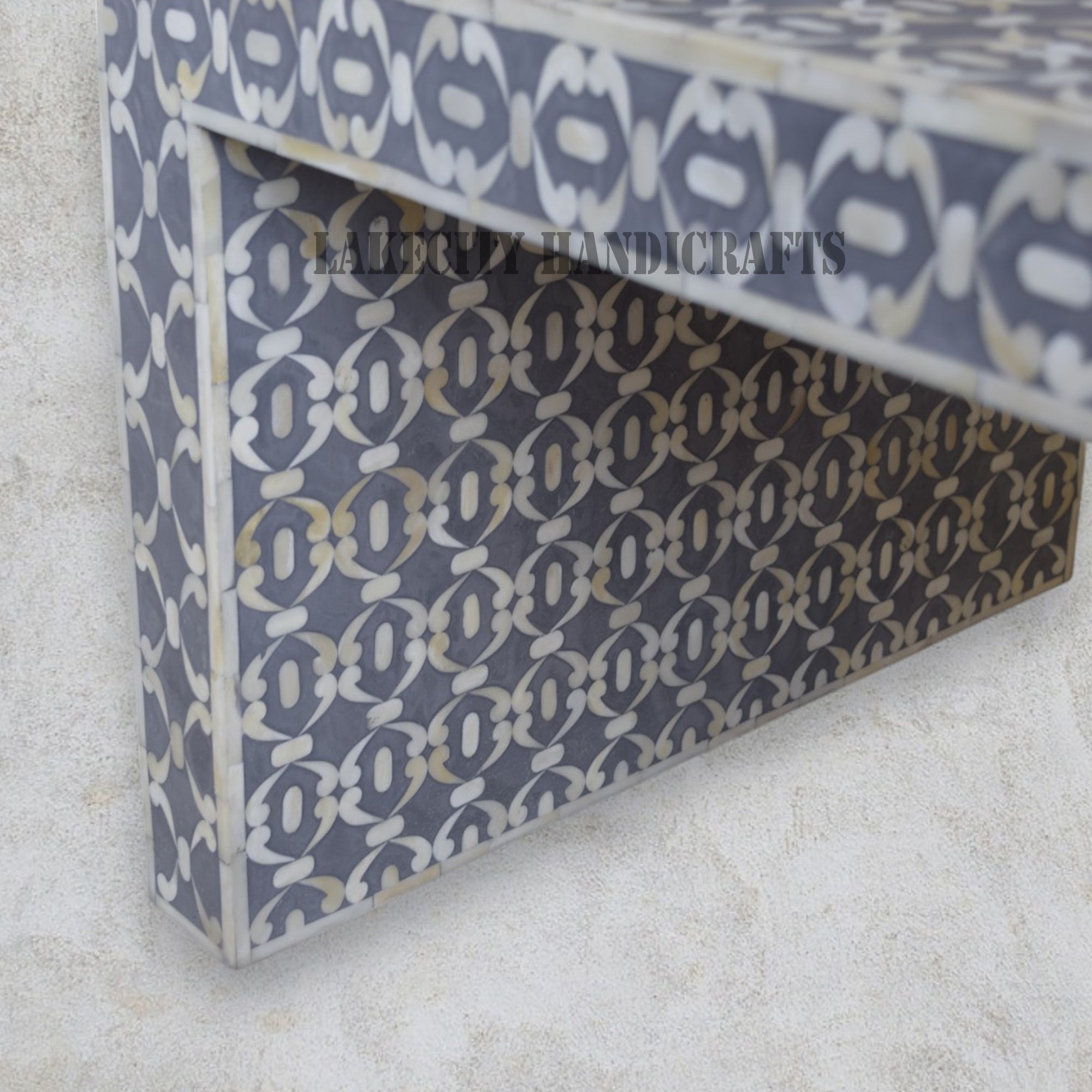 Bone Inlay Quote Center Table Grey