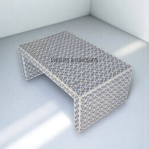 Bone Inlay Quote Center Table Grey