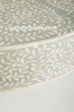 Bone Inlay Scroll-vine Design Round Coffee Table Grey | Bone Inlay Scroll-vine Design Round Center Table Grey