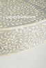 Bone Inlay Scroll-vine Design Round Coffee Table Grey | Bone Inlay Scroll-vine Design Round Center Table Grey