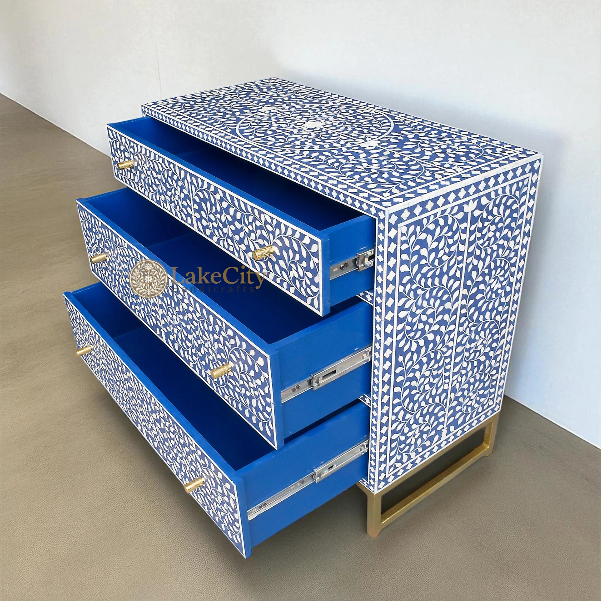 Bone Inlay Scroll-vine Chest of 3 Drawers | Bone Inlay Scroll-vine 3 Drawers Dresser Table