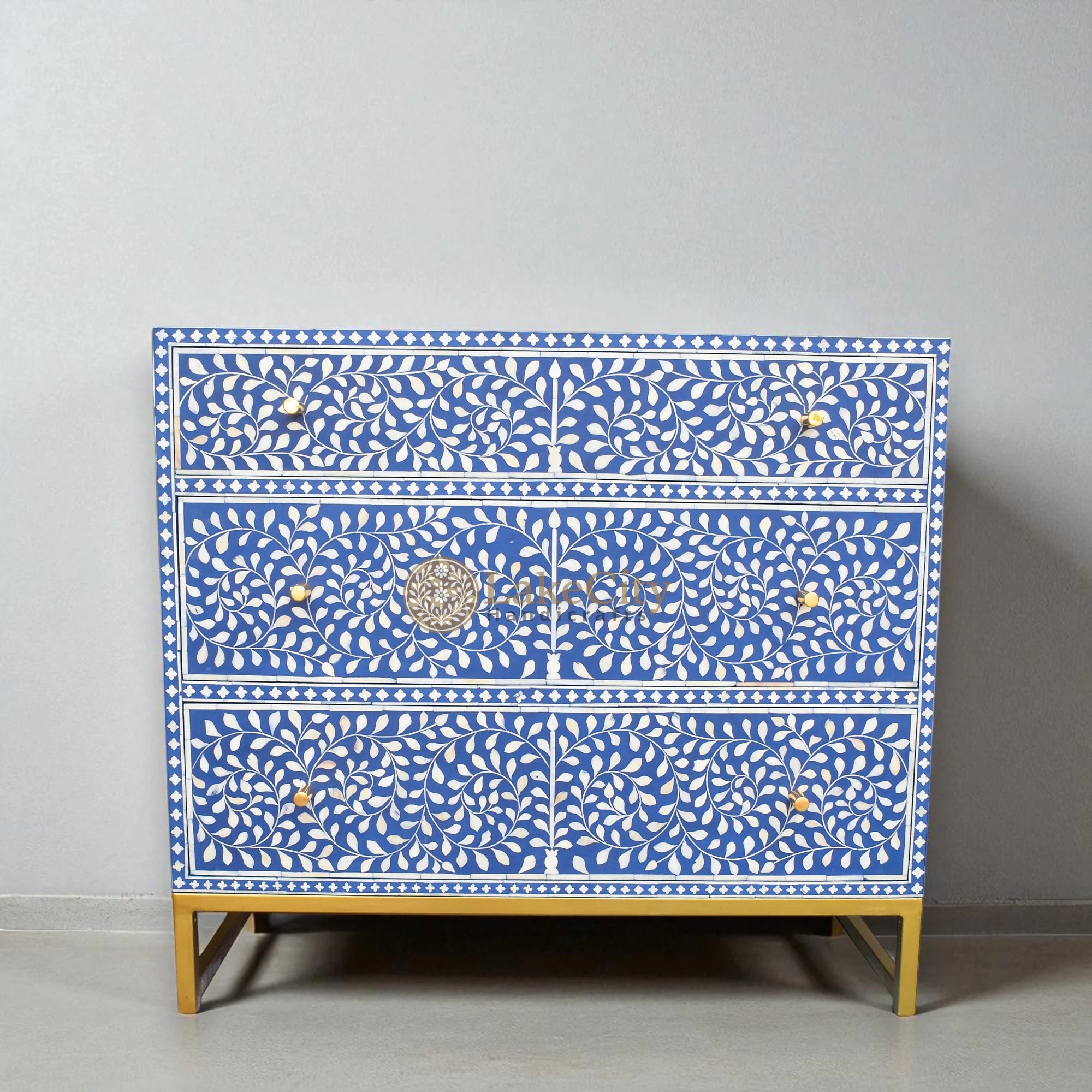 Bone Inlay Scroll-vine Chest of 3 Drawers | Bone Inlay Scroll-vine 3 Drawers Dresser Table