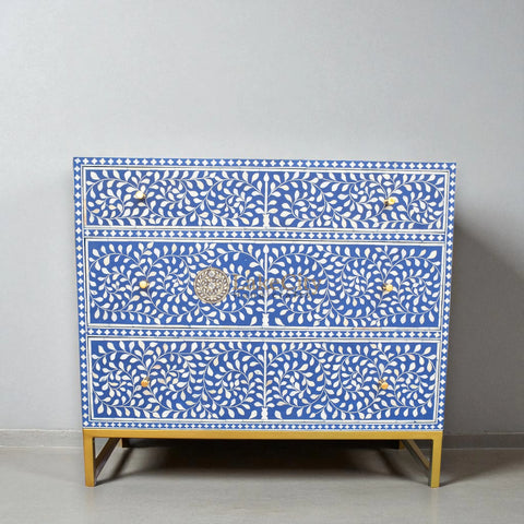 Bone Inlay Scroll-vine Chest of 3 Drawers | Bone Inlay Scroll-vine 3 Drawers Dresser Table