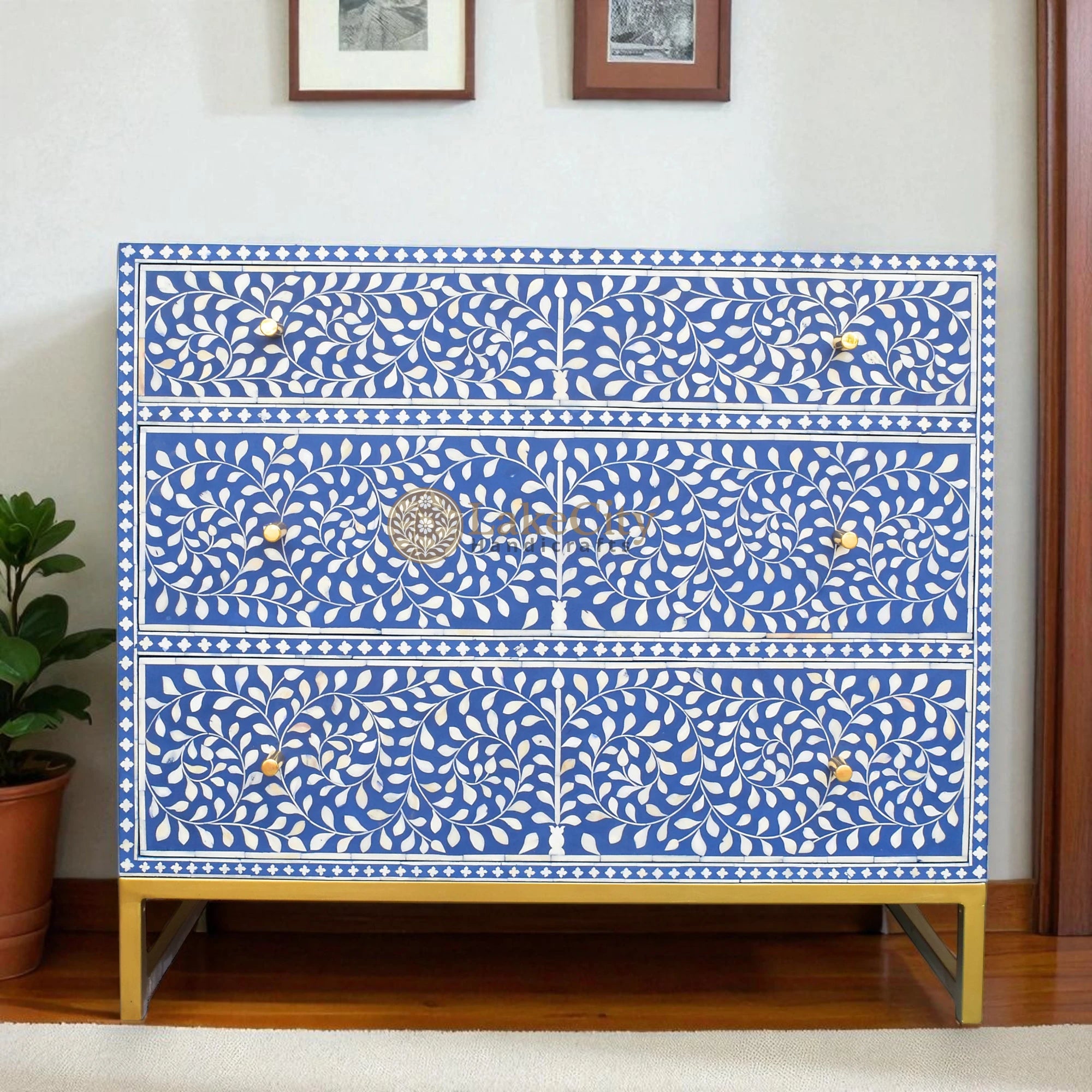 Bone Inlay Scroll-vine Chest of 3 Drawers | Bone Inlay Scroll-vine 3 Drawers Dresser Table