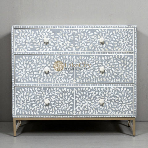 Bone Inlay Scroll-vine Chest of 3 Drawers | Bone Inlay Scroll-vine 3 Drawers Dresser Table