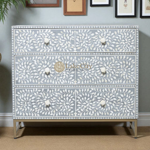 Bone Inlay Scroll-vine Chest of 3 Drawers | Bone Inlay Scroll-vine 3 Drawers Dresser Table
