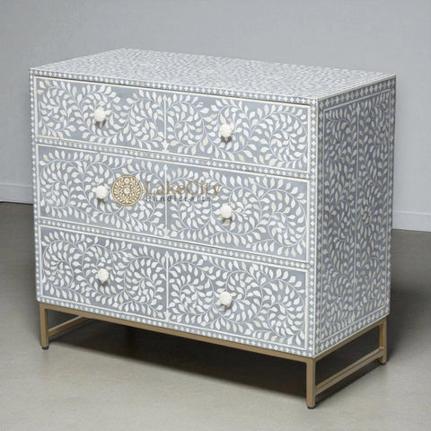 Bone Inlay Scroll-vine Chest of 3 Drawers | Bone Inlay Scroll-vine 3 Drawers Dresser Table