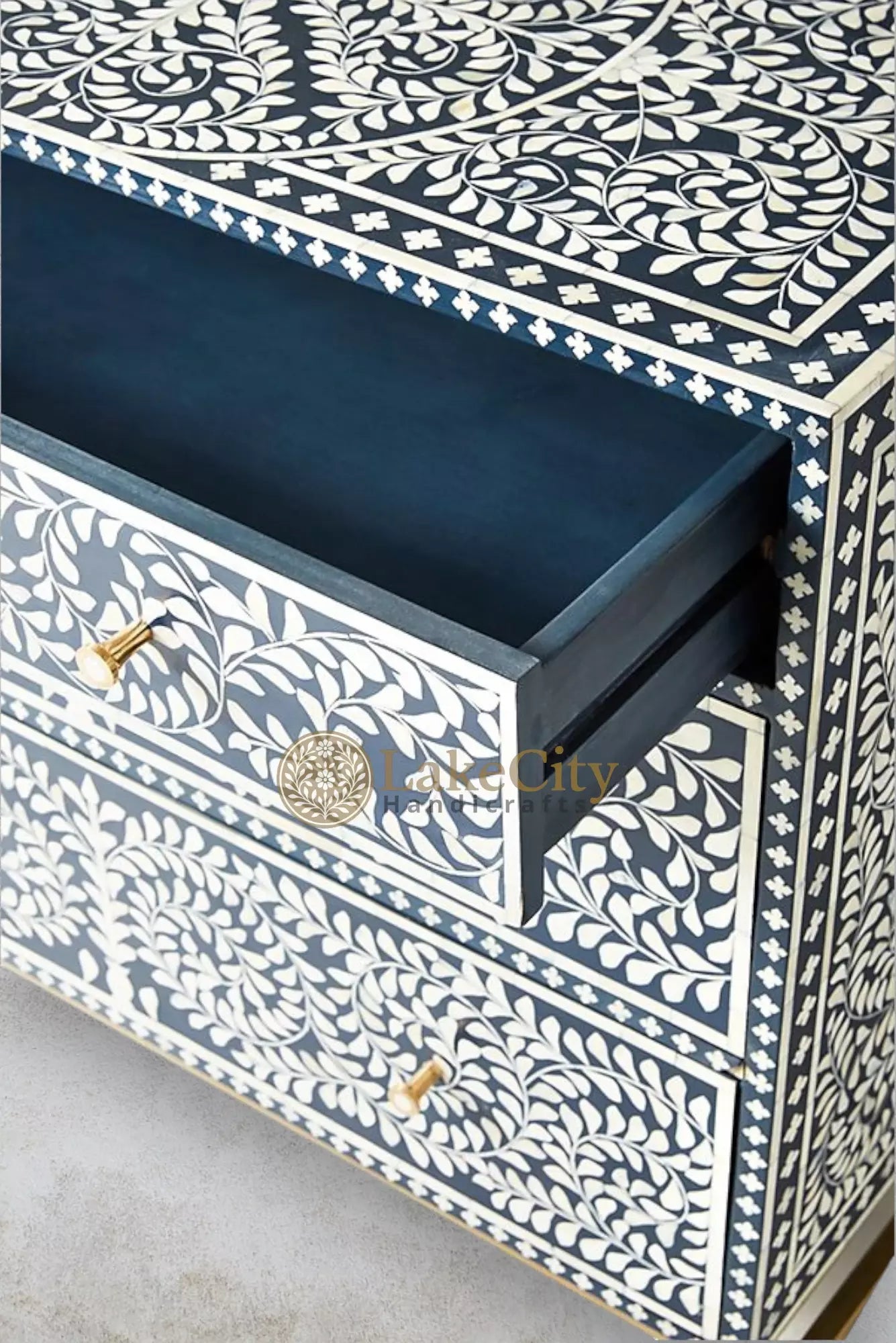 Bone Inlay Scroll-vine Chest of 3 Drawers | Bone Inlay Scroll-vine 3 Drawers Dresser Table