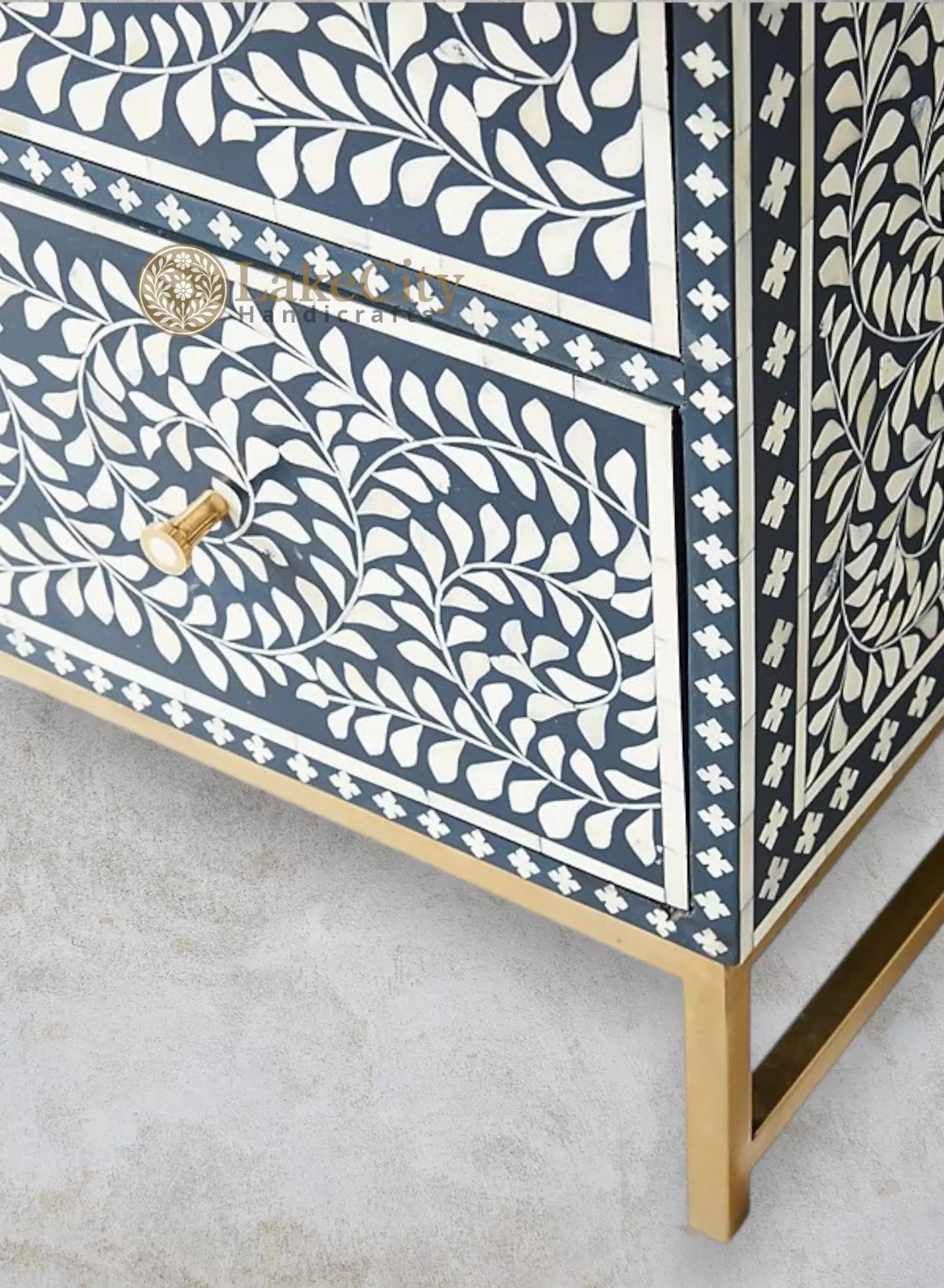 Bone Inlay Scroll-vine Chest of 3 Drawers | Bone Inlay Scroll-vine 3 Drawers Dresser Table