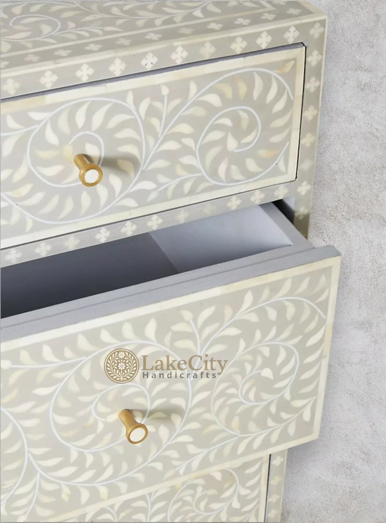 Bone Inlay Scroll-vine Chest of 3 Drawers | Bone Inlay Scroll-vine 3 Drawers Dresser Table