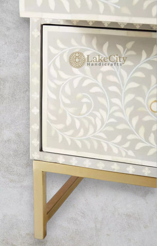 Bone Inlay Scroll-vine Chest of 3 Drawers | Bone Inlay Scroll-vine 3 Drawers Dresser Table