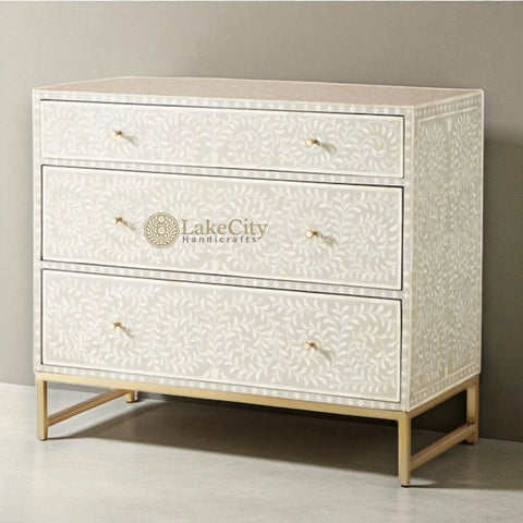 Bone Inlay Scroll-vine Chest of 3 Drawers | Bone Inlay Scroll-vine 3 Drawers Dresser Table