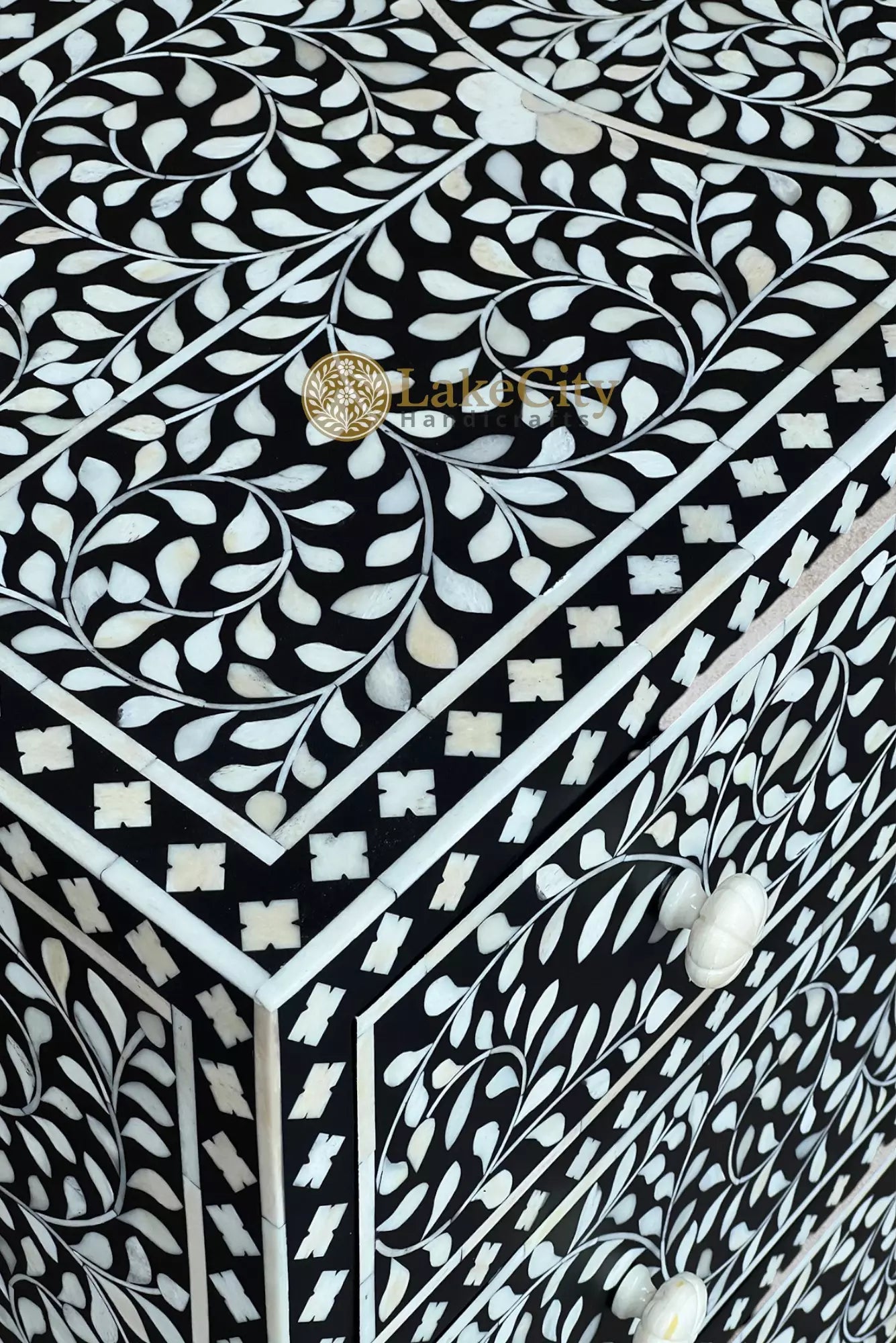 Bone Inlay Scroll-vine Chest of 3 Drawers | Bone Inlay Scroll-vine 3 Drawers Dresser Table