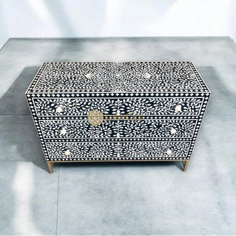 Bone Inlay Scroll-vine Chest of 3 Drawers | Bone Inlay Scroll-vine 3 Drawers Dresser Table