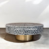 Scroll Vine Bone Inlay Coffee Table Black | Round Inlay Coffee Table