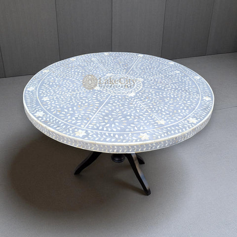 Bone Inlay Scroll-vine Design Round 4 Seating Dining Table