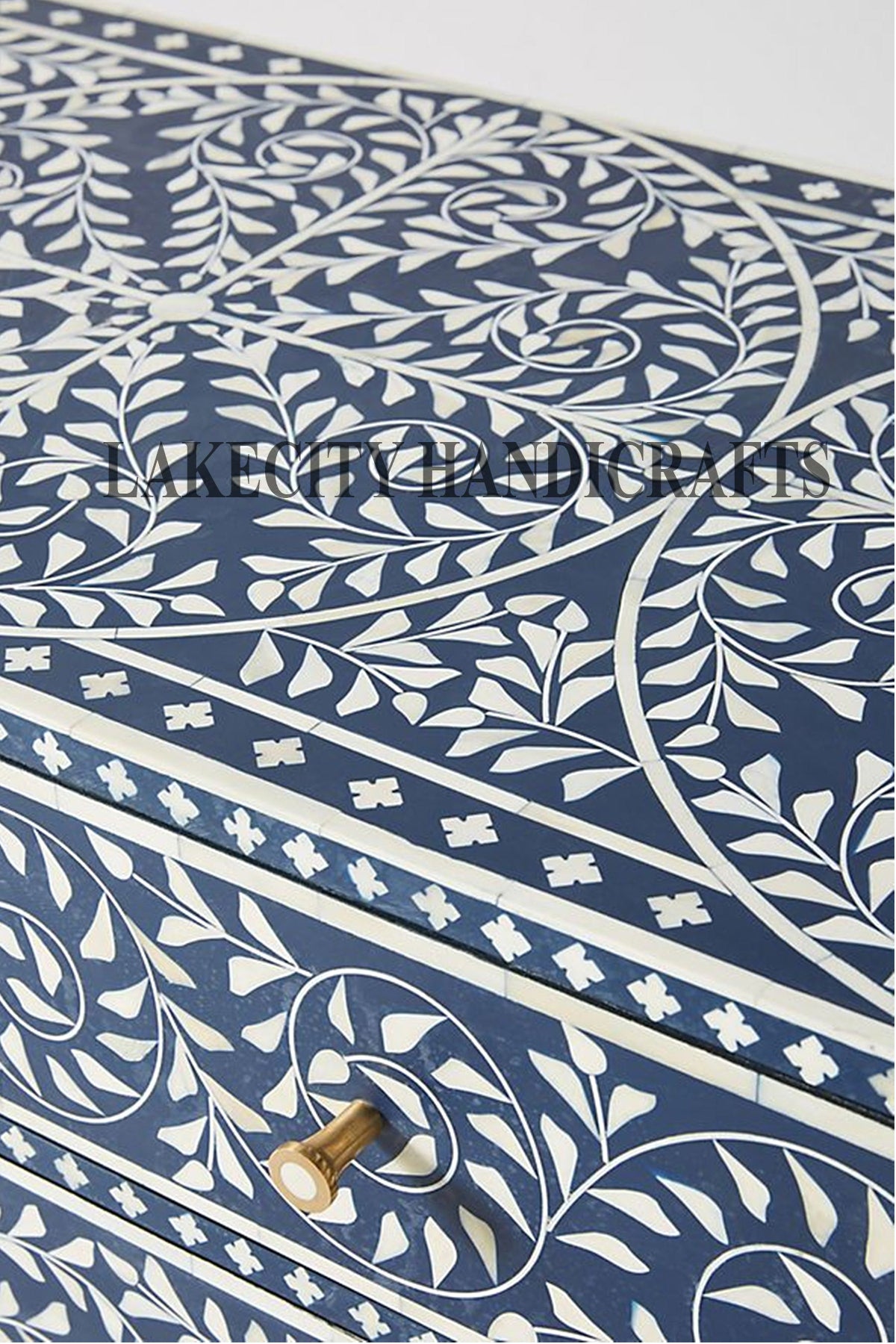 Bone Inlay Scroll-vine Design 6 Drawers Dresser Table | Bone Inlay Scroll-vine Design 6 Drawers Chest