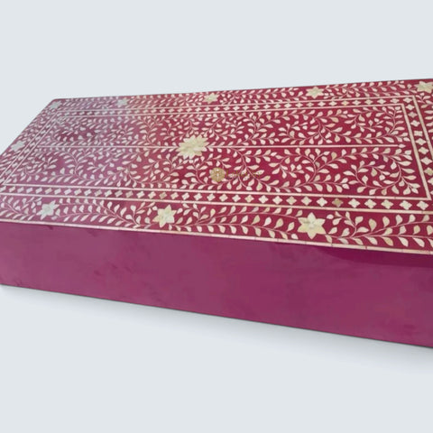 Bone Inlay Scroll-vine Design 2 Drawers Desk | Console Table With Multi Colors