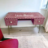 Bone Inlay Scroll-vine Design 2 Drawers Desk Dark Pink | Bone Inlay Scroll-vine Design 2 Drawers Console Table Dark Pink