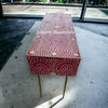 Bone Inlay Scroll-vine Design 2 Drawers Desk Dark Pink | Bone Inlay Scroll-vine Design 2 Drawers Console Table Dark Pink