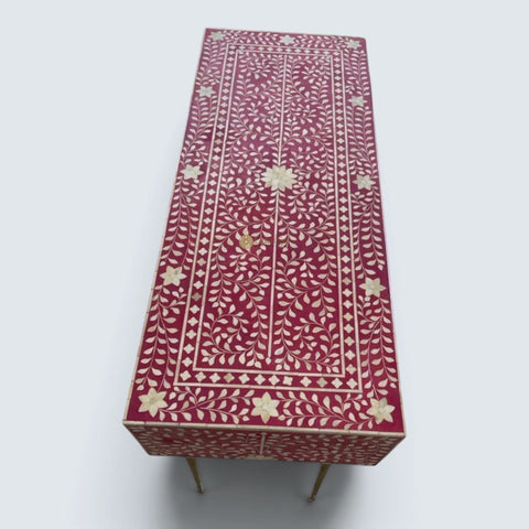 Bone Inlay Scroll-vine Design 2 Drawers Desk | Console Table With Multi Colors