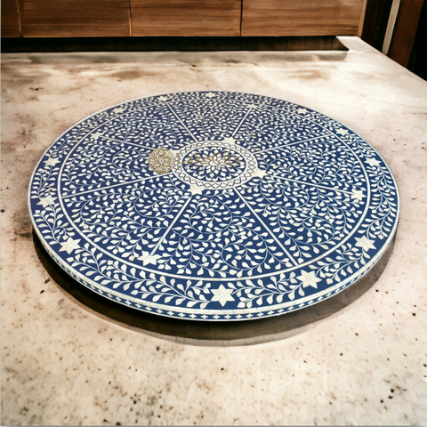 Bone Inlay Scroll-vine Design Round Dining Table