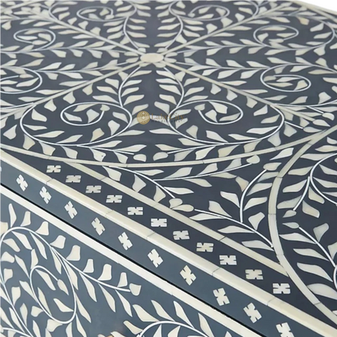 Bone Inlay Scroll Vine Buffet Indigo Blue