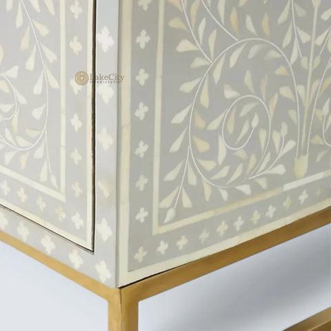 Bone Inlay Scroll Vine Buffet Grey