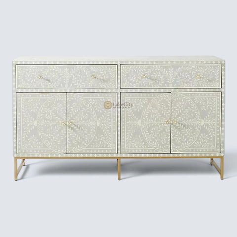 Bone Inlay Scroll Vine Buffet Grey