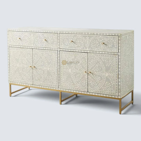 Bone Inlay Scroll Vine Buffet Grey