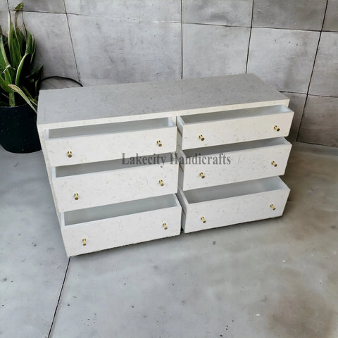 Bone Inlay Scroll-vine Design 6 Drawers Dresser Table | Bone Inlay Scroll-vine Design 6 Drawers Chest
