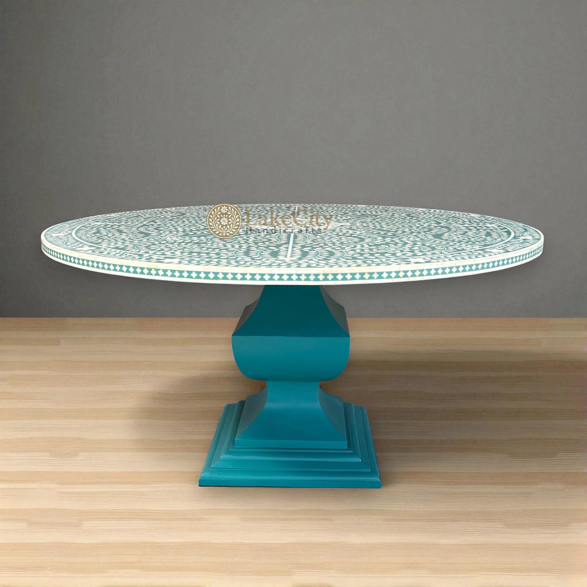 Bone Inlay Scroll-vine Design Round Dining Table